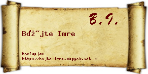 Böjte Imre névjegykártya